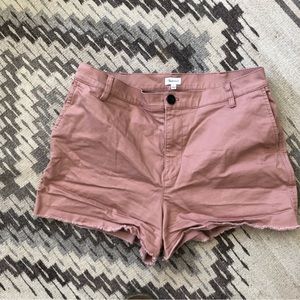 Madewell High-Rise Raw Hem Twill Shorts in Clay Pink Sz 31